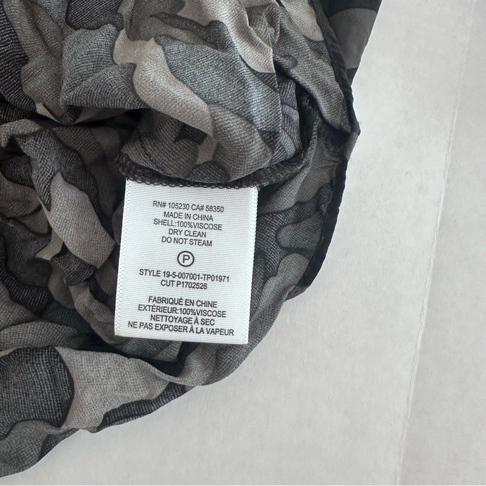 Joie Womens Grey Camo Print Viscose Blouse Bell Sleeve V-Neck Top Size M - Picture 2 of 7